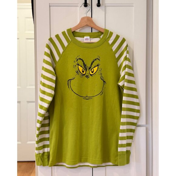 Hanna Andersson Adult Large The Grinch PJs Pajamas Set Green White Long John - Picture 2 of 8